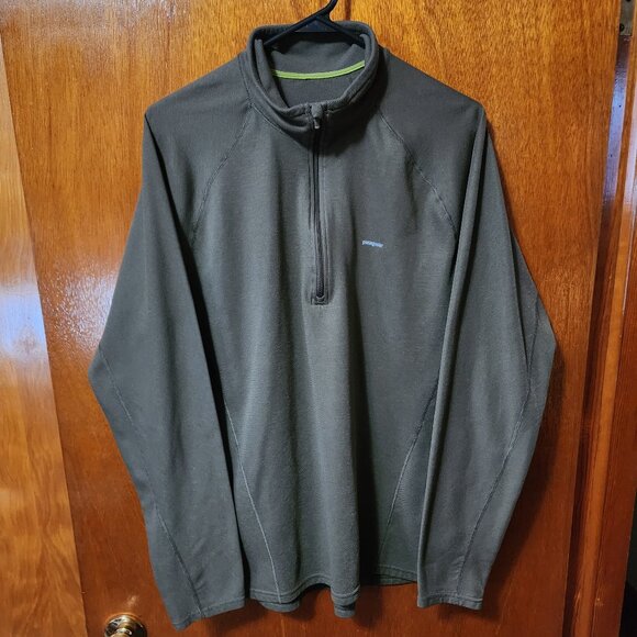 Patagonia Shirts Mens Xl Patagonia Green Base Layer 4 Zip Pullover